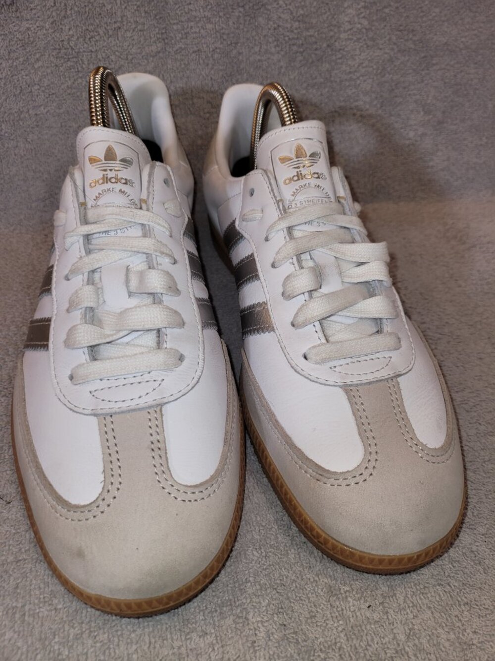 Adidas Samba OG Women's Size 9 White Silver Tan Gum Sole Sneakers JI2725 (#2443) - Picture 3 of 16